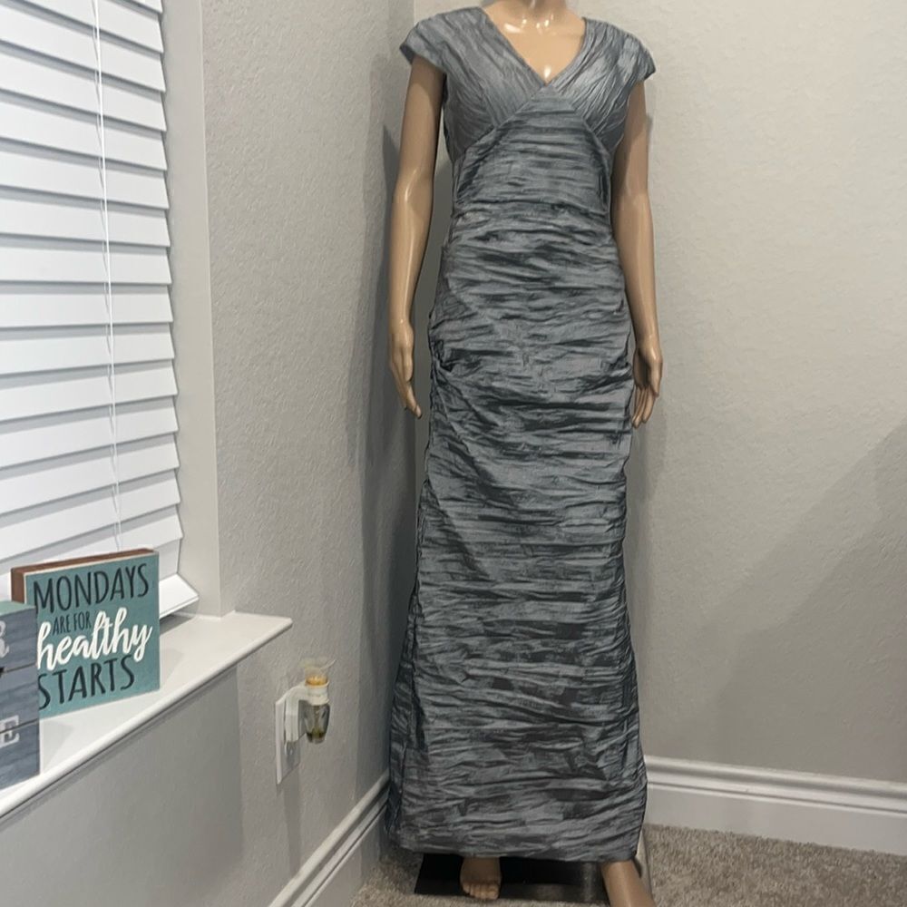 NWOT vintage Alex Evenings gun metal grey crinkled dress